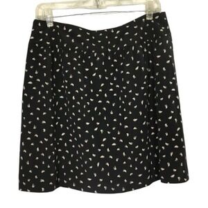 LOFT Women Black Abstract Feather Print A-Line Mini‎ Skirt Size 6